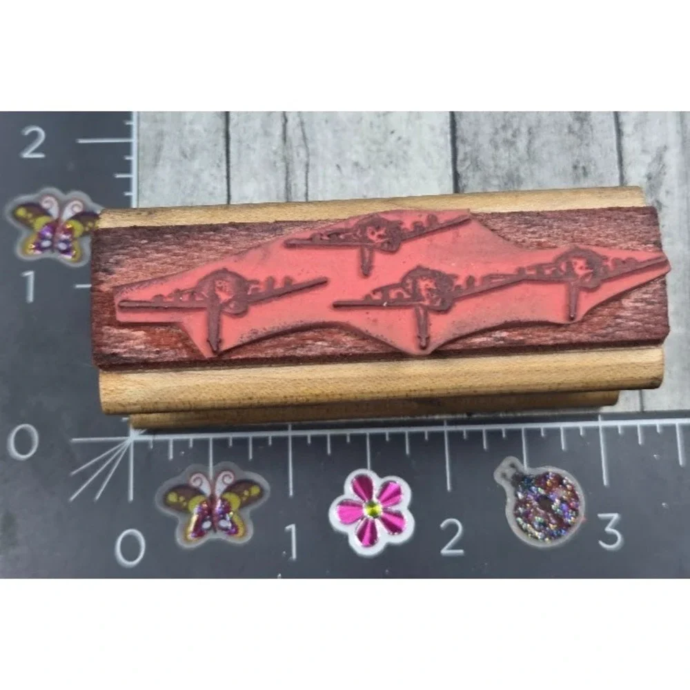 The Stamp Pad Fighter Jets Aviation Planes Formation Rubber Stamp Wood #M21